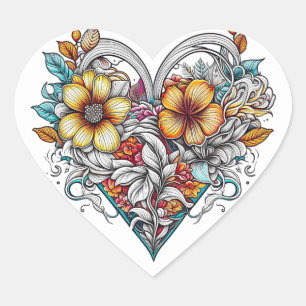 Floral Heart Romantic Sticker