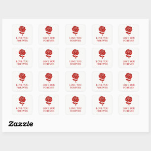 Floral Heart Rose Romantic Valenti Square Sticker