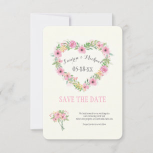 Floral Heart Save The Date Announcement