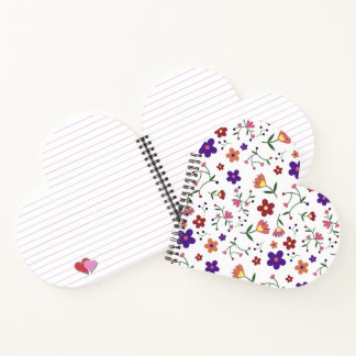 Floral Heart Shaped Spiral Bound Notebook