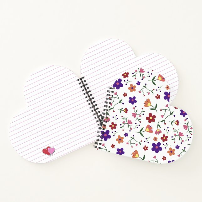 Floral Heart Shaped Spiral Bound Notebook (Inside)