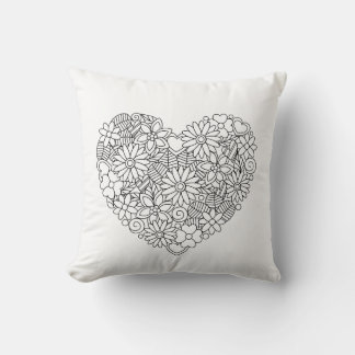 Floral Heart Throw Pillow