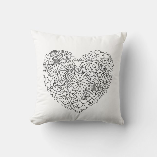 Floral Heart Throw Pillow (Front)