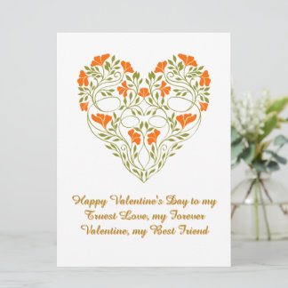 Floral Heart Valentine’s Day Love Card Art Deco
