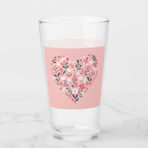 Floral heart Valentine's day card Glass