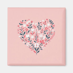 Floral heart Valentine's day card Magnet