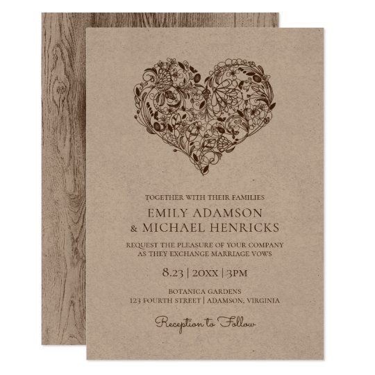 brown kraft paper wedding invitations