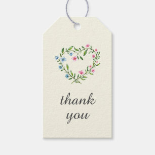 Floral Heart Wedding Thank You Gift Tags