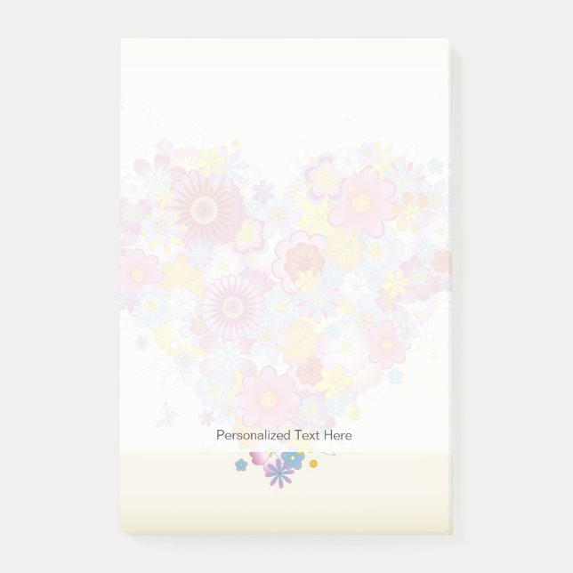 Floral heart with butterflies post-it notes (Front)