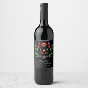 Floral Heart with Quote Wine Label