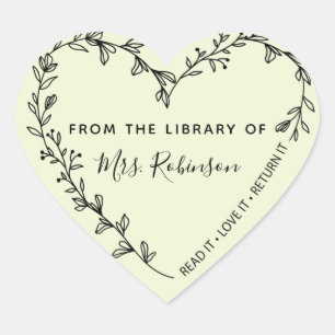Floral Heart Wreath Library Heart Sticker