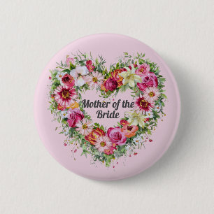 Floral Heart Wreath Personalized 2 Inch Round Button