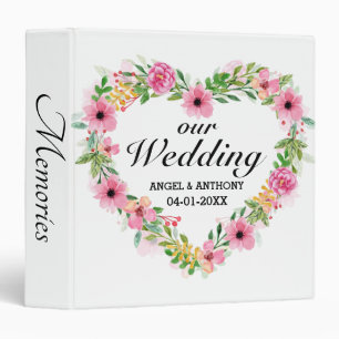 Floral Heart Wreath Wedding Photo Binder