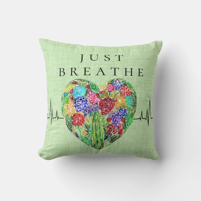 Floral Heartbeat Breathe Coussin (Recto)