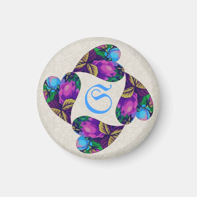 Floral Hearts Motif Magnet (Front)