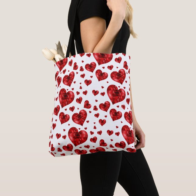 Floral Hearts Pattern Tote Bag (Close Up)