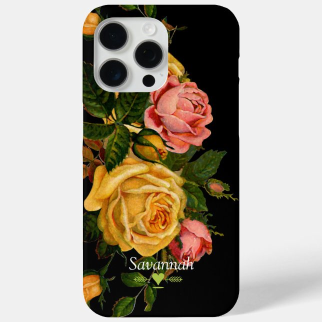Floral Heirloom Roses Black  Case-Mate iPhone Case (Back)