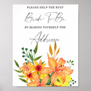 Floral help the busy bride Address Poster