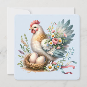 Floral Hen with Eggs Vintage Farmhouse Charm