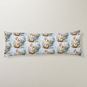 Floral Hen with Eggs Vintage Farmhouse Charm Body Pillow