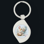 Floral Hen with Eggs Vintage Farmhouse Charm Keychain<br><div class="desc">This charming design features a beautifully detailed hen nestled beside a cozy nest of speckled eggs, surrounded by delicate wildflowers and soft pastel foliage. The hen’s wings are adorned with an elegant bouquet of daisies, peonies, and tiny blossoms, blending rustic farmhouse vibes with a romantic, vintage-inspired touch. Perfect for country...</div>