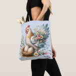 Floral Hen with Eggs Vintage Farmhouse Charm Tote Bag<br><div class="desc">This charming design features a beautifully detailed hen nestled beside a cozy nest of speckled eggs, surrounded by delicate wildflowers and soft pastel foliage. The hen’s wings are adorned with an elegant bouquet of daisies, peonies, and tiny blossoms, blending rustic farmhouse vibes with a romantic, vintage-inspired touch. Perfect for country...</div>