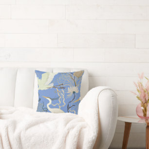 Floral Herons Throw Pillow