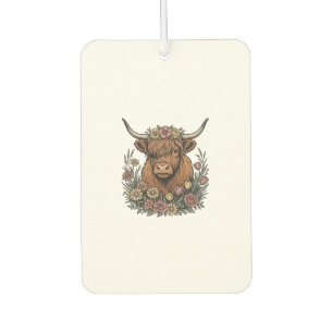 Floral Highland Cow Vintage Engraving Design_1 Air Freshener