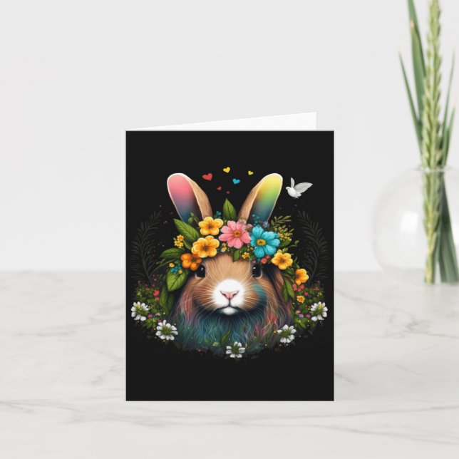 Floral Hippie Groovy Retro Easter Design Card (Front)