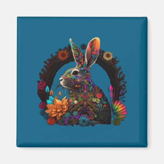 Floral Hippie Groovy Retro Easter Magnet (Front)