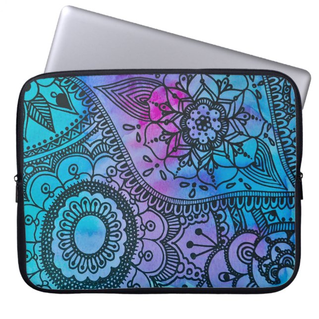 Floral Hippie Print Laptop Sleeve By Megaflora (Front)