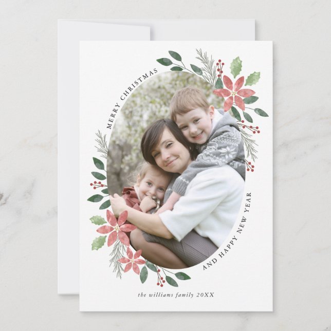 Floral Holiday - Christmas Photo Card (Front)