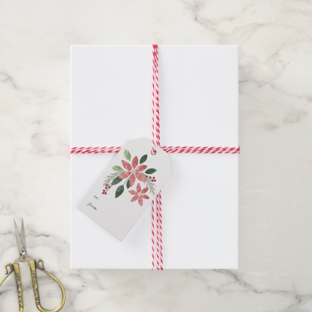 Floral Holiday Gift Tag (With Twine)