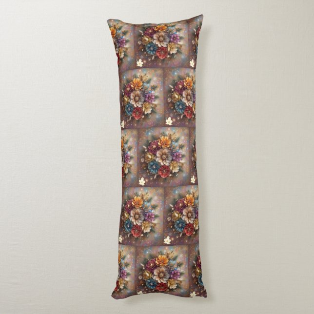 "Floral Holiday Magic" Body Pillow (Back (Vertical))