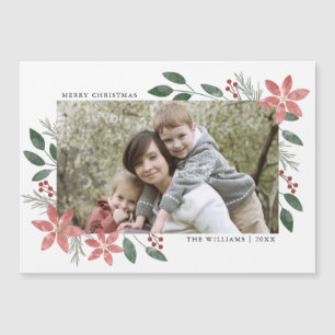 Floral Holiday -  Magnetic Photo Greeting Card