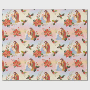 Floral Holy Family Nativity Christmas TMF26 Wrapping Paper
