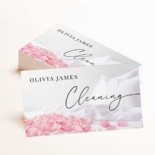Floral Home Cleaning Maid Housekeeper service Business Card