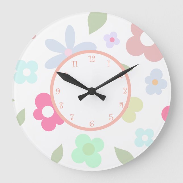 Floral Home Decor Large Clock (Front)