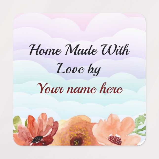 Floral Homemade For You Small Square Clothe Label (Design 1)