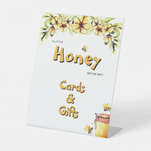 Floral Honey Bee Baby Shower Card & Gifts Pedestal Sign