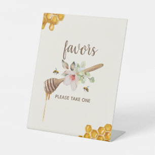 Floral Honey Bee Baby Shower Favours Pedestal Sign