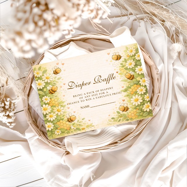 Floral Honey Bee Diapper Raffle Enclosure Card (Creator Uploaded)