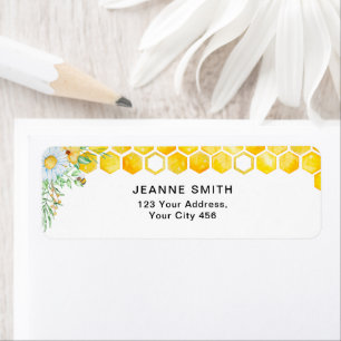 Floral honey bee Return Address Labels