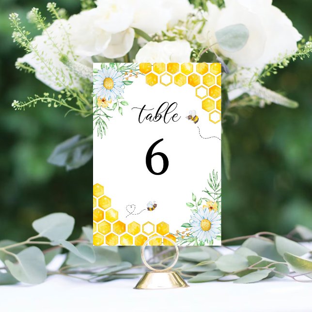 Floral Honey bee wedding table number (Creator Uploaded)
