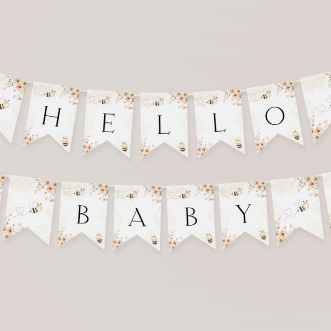 Floral Honey Bumble Bee Baby Shower Bunting Flags (Creator Uploaded)