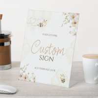Floral Honey Bumble Bee Baby Shower Custom Sign
