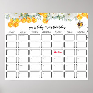 Floral Honeycomb   Baby Shower Birthday Guessing  Poster