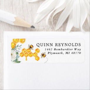 Floral Honeycomb Bumble Bee Baby Return Address