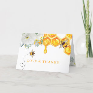 Floral Honeycomb Bumble Bee Baby Shower Thank You