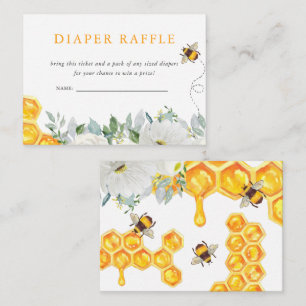 Floral Honeycomb Bumble Bee   Diaper Raffle Enclosure Card